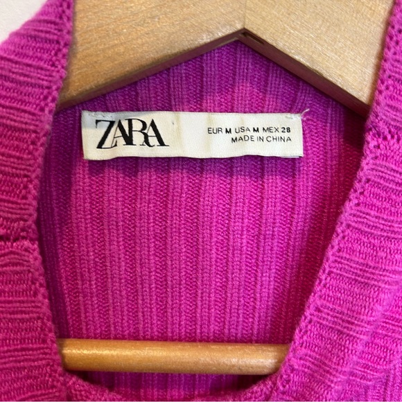 Zara Fuchsia Hot Pink Cropped Mock Neck Sweater - Picture 6 of 9